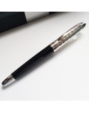 德國製造 Précieux 純銀筆蓋 黑漆筆身/細鑽石切割波浪紋 走珠筆