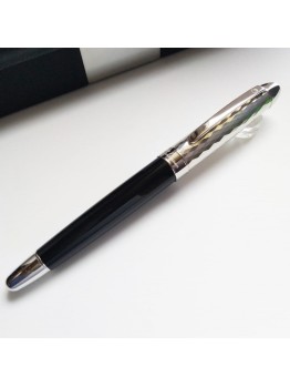 144. 德國製造 Précieux 純銀筆蓋 黑漆筆身/細鑽石切割波浪紋 走珠筆  (逢星期六 旺角發貨)