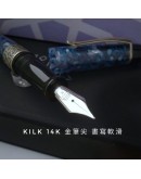 142. Kilk Celestial Blue Fountain Pen + 14K Gold Nib  M nib  (現貨1支)
