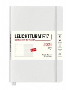 Leuchtturm1917 Light Grey, Weekly Planner & Notebook Medium (A5) 2024, (Softcover), English