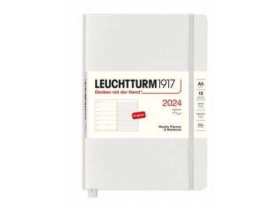Leuchtturm1917 Light Grey, Weekly Planner & Notebook Medium (A5) 2024, (Softcover), English