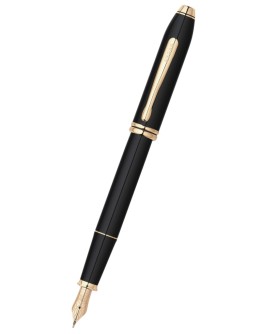 Townsend® Black Lacquer with 23KT Gold-Plated Appointments and Solid 18KT Gold Fine Nib Fountain Pen