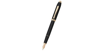 Townsend® Black Lacquer with 23KT Gold-Plated Appointments and Solid 18KT Gold Medium Nib Fountain Pen