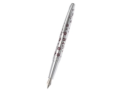 ATX® Cherry Blossom Polished Chrome with Polished Chrome Appointments and Chrome Plated Medium Nib Fountain Pen