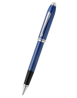 Townsend® Polished Translucent Cobalt Blue Engraved Diamond Pattern with Polished Chrome Appointments Selectip® Rollerball Pen