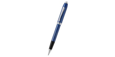 Townsend® Polished Translucent Cobalt Blue Engraved Diamond Pattern with Polished Chrome Appointments Selectip® Rollerball Pen