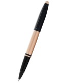 Calais™ Brushed Rose Gold Plate and Black Lacquer Rollerball Pen