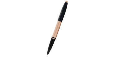 Calais™ Brushed Rose Gold Plate and Black Lacquer Rollerball Pen