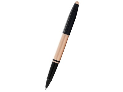 Calais™ Brushed Rose Gold Plate and Black Lacquer Rollerball Pen