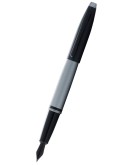 Calais™ Matte Gray and Black Lacquer Stainless Steel Medium Nib Fountain Pen