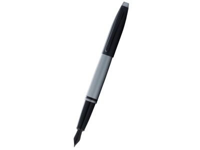 Calais™ Matte Gray and Black Lacquer Stainless Steel Medium Nib Fountain Pen