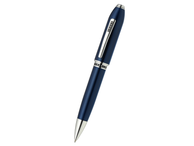 Peerless™ Polished Translucent Cobalt Blue Engraved Diamond Pattern with Polished Chrome Appointments and Swarovski Crystal Ballpoint Pen