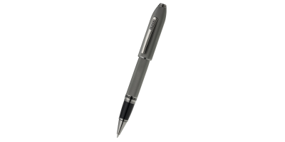 Peerless™ Polished Slate Gray Engraved Diamond Pattern with Slate Gray PVD Appointments and Swarovski Crystal Rollerball Pen