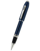 Peerless™ Polished Translucent Cobalt Blue Engraved Diamond Pattern with Polished Chrome Appointments and Swarovski Crystal Rollerball Pen