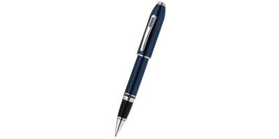 Peerless™ Polished Translucent Cobalt Blue Engraved Diamond Pattern with Polished Chrome Appointments and Swarovski Crystal Rollerball Pen