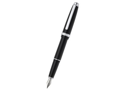 Lume Obsidian Black with Chrome Appointments and Stainless Steel Medium Nib Fountain Pen